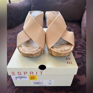 Esprit Tan Mules with Cork Sole